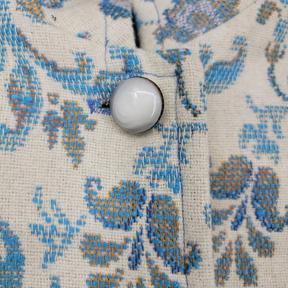 Vintage Country Set Tapestry Button Front Blue Floral Coat Jacket Size Small - Picture 3 of 5